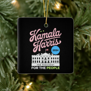 Kamala Harris 2024 Sozialdemokratenstimmen Blau  Keramikornament