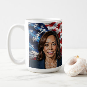 Kamala Harris 2024 und amerikanische Flagge Kaffeetasse