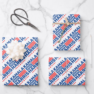 Kamala Harris 2024 Wahl Patriotic Geschenkpapier Set