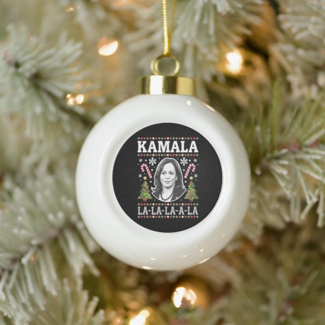 Kamala Harris 2024 Weihnachts-Comma La Xmas Keramik Kugel-Ornament (Baum)