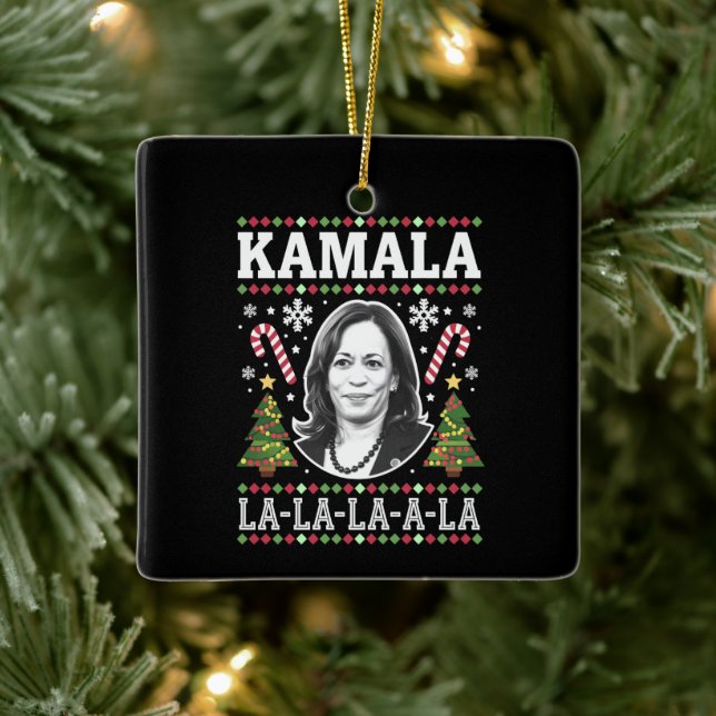 Kamala Harris 2024 Weihnachts-Comma La Xmas Keramikornament (Baum)