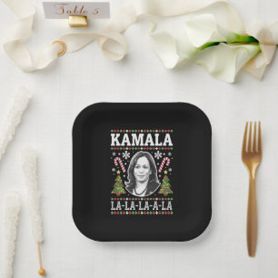 Kamala Harris 2024 Weihnachts-Comma La Xmas Pappteller