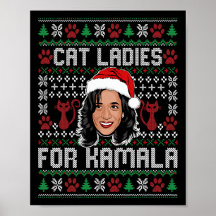 Kamala Harris 24 hässliche Weihnachtskatzen Damen Poster