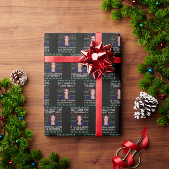 Kamala Harris als Präsident | Harris Christmas Geschenkpapier (Feiertagsgeschenk)