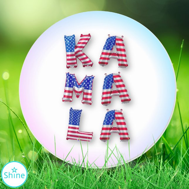 Kamala Harris American Flag Balloon Alphabets Nied Runder Aufkleber (Von Creator hochgeladen)