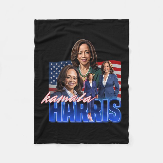 Kamala Harris American Flag Bootleg Reboot Fleecedecke (Vorderseite)