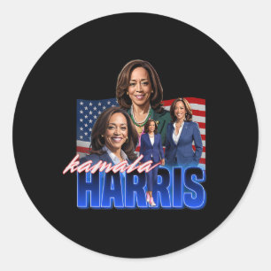 Kamala Harris American Flag Bootleg Reboot Runder Aufkleber