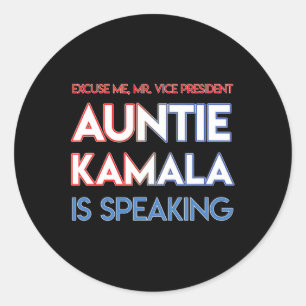 Kamala Harris Auntie Black India America Runder Aufkleber