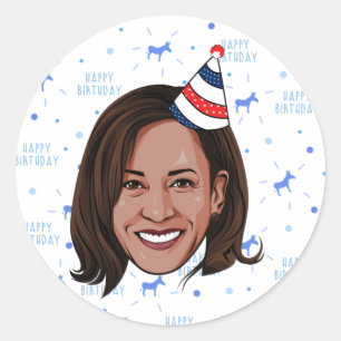Kamala Harris Birthday Runder Aufkleber