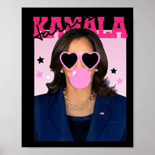 Kamala Harris bläst blubble Gum Pink Sungles Kama Poster