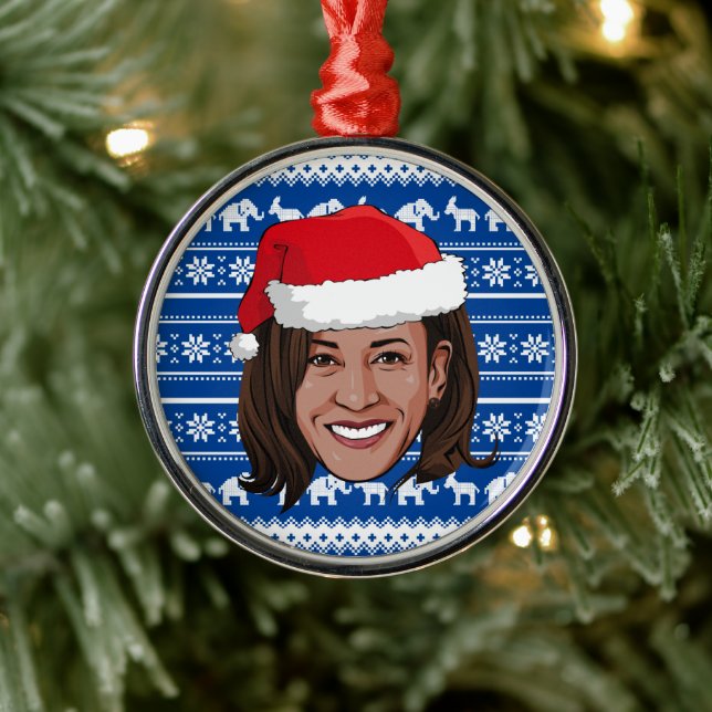 Kamala Harris Blue Holiday Keramik Ornament (Baum)
