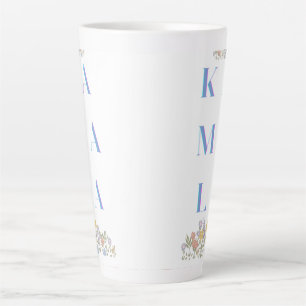 Kamala Harris. Blumen. Subtil. Weiß und Blau Milchtasse