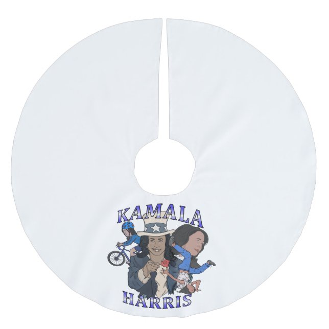 Kamala Harris Bootleg Rap Style Election Polyester Weihnachtsbaumdecke (Vorderseite)