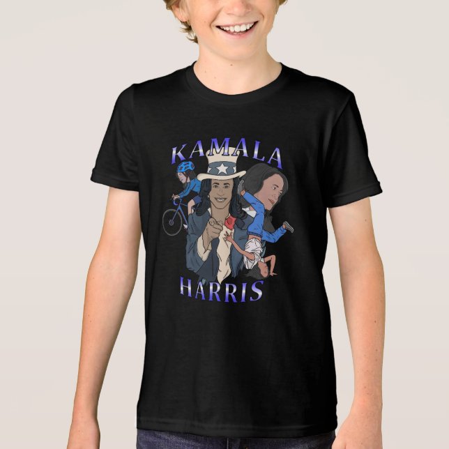 Kamala Harris Bootleg Rap Style Election Tri-Blend Shirt (Vorderseite)
