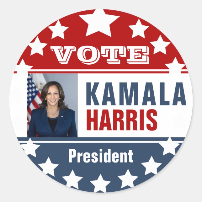 Kamala Harris Campaign Classic Round Sticker (Vorderseite)