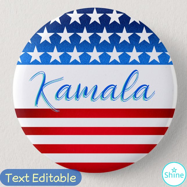 Kamala Harris Campaign SWAG US Flag Elegantes Scri Button (Von Creator hochgeladen)