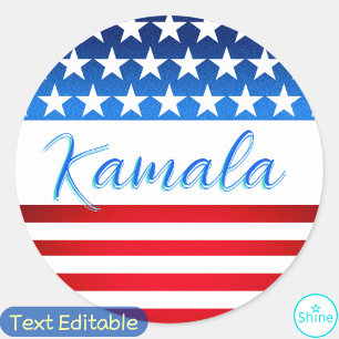 Kamala Harris Campaign SWAG US Flag Elegantes Scri Runder Aufkleber