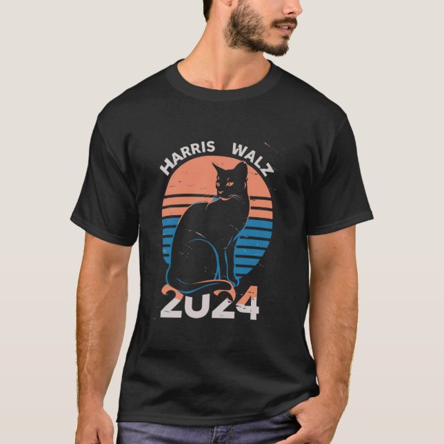 Kamala Harris Cat Harris Walz 2024 T Shirt (Vorderseite)