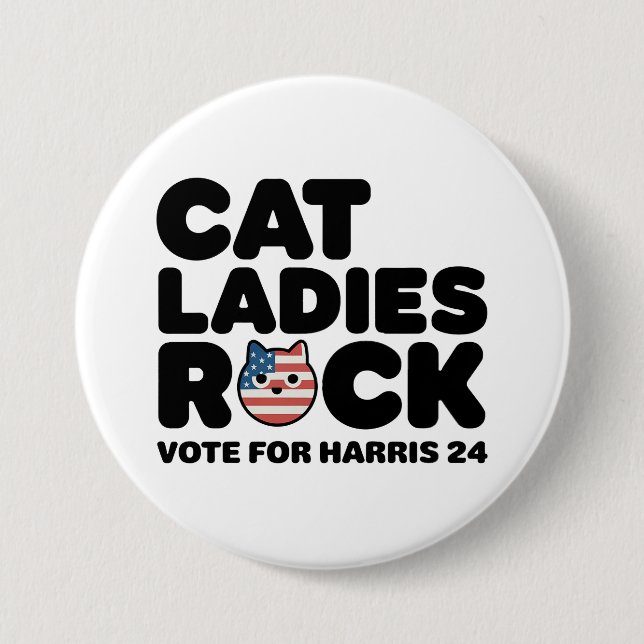 KAMALA HARRIS CAT LADIES ROCK! Button (Vorderseite)