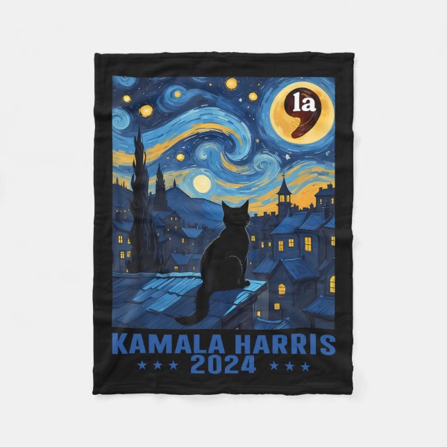 Kamala Harris Cat Lady Funny Fleecedecke (Vorderseite)