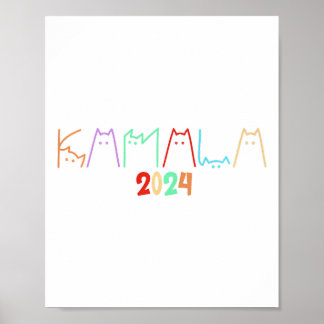 Kamala Harris Cat Lettering Funny Cat Ladys for K Poster