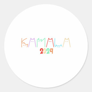Kamala Harris Cat Lettering Funny Cat Ladys for K Runder Aufkleber