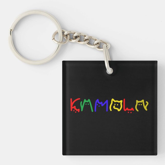 Kamala Harris - Cat Lettering Schlüsselanhänger (Vorderseite)