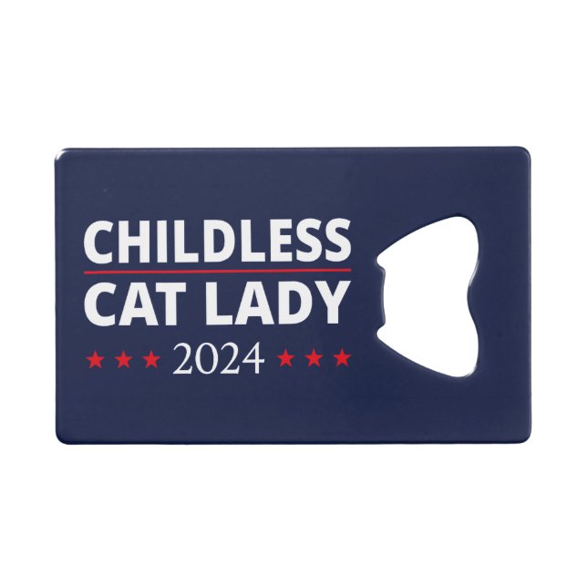 Kamala Harris - Childless Cat Lady 2024 III Geldbeutel Flaschenöffner (Vorderseite (Horizontal))