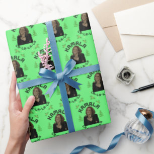 Kamala Harris Christmas Green Geschenkpapier