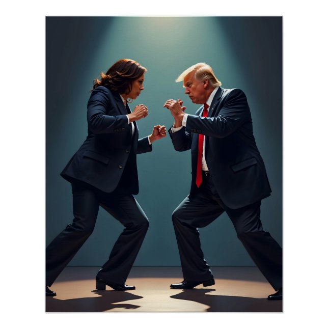Kamala Harris Donald Trump Kämpfe 2024 Poster (Vorderseite)