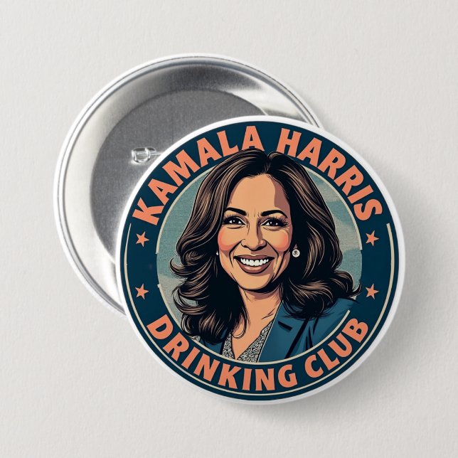 Kamala Harris Drinking Club Button (Vorne & Hinten)