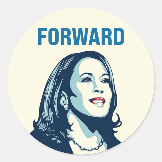 KAMALA HARRIS FORWARD RUNDER AUFKLEBER (Vorderseite)
