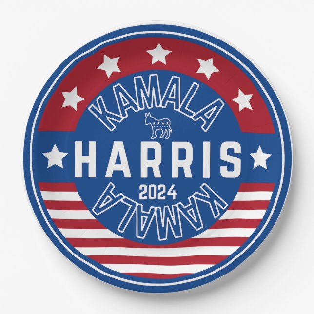 Kamala Harris Frau Präsidentin 2024 Pappteller (Vorderseite)