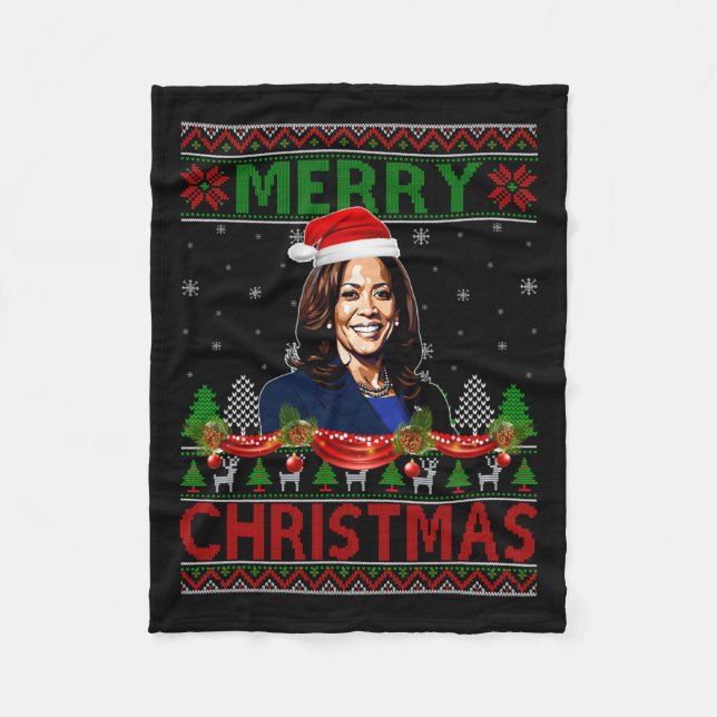 Kamala Harris Frohe Weihnachten Ugly Sweater Usa E Fleecedecke (Vorderseite)
