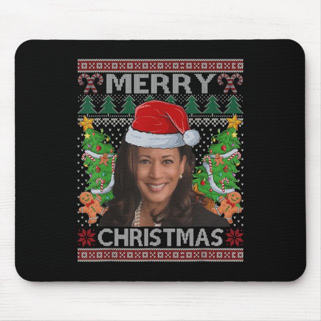 Kamala Harris Frohe Weihnachts-Shirt Frauen Ugly C Mousepad (Vorne)