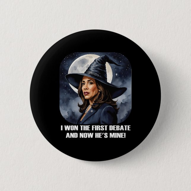 Kamala Harris Funny Debate Wahl 2024 Won Witch Button (Vorderseite)