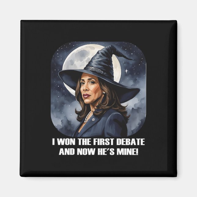 Kamala Harris Funny Debate Wahl 2024 Won Witch Magnet (Vorne)