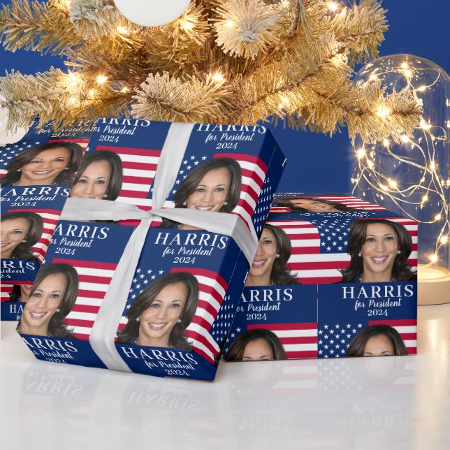 Kamala Harris für den Präsidenten 2024 Geschenkpapier (Feiertage)