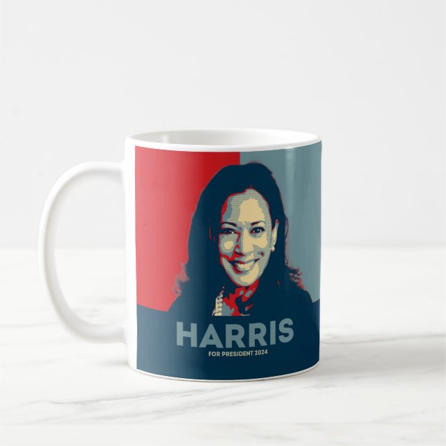 Kamala Harris für den Präsidenten 2024 - Hoffnung Kaffeetasse (Links)