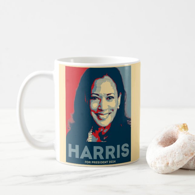 Kamala Harris für den Präsidenten 2024 - Hoffnung Kaffeetasse (Mit Donut)