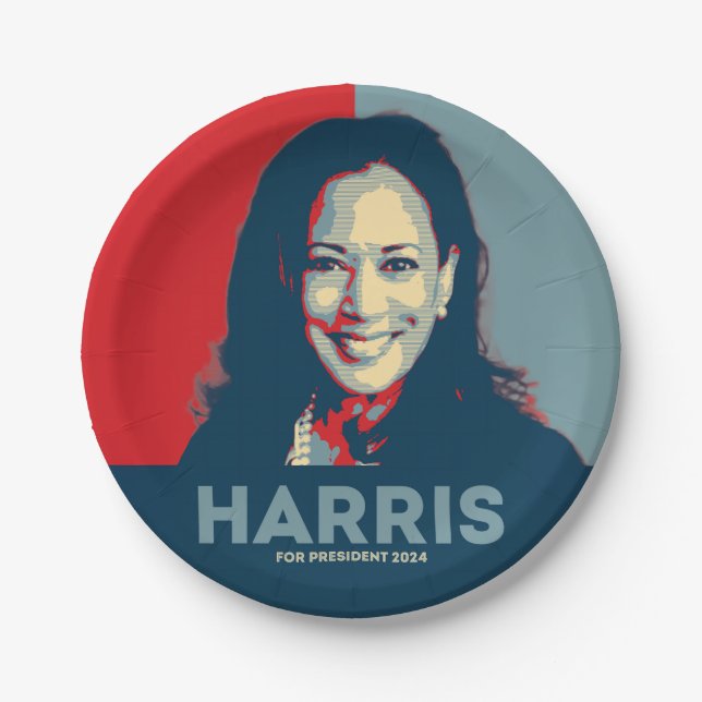 Kamala Harris für den Präsidenten 2024 Pappteller (Vorderseite)