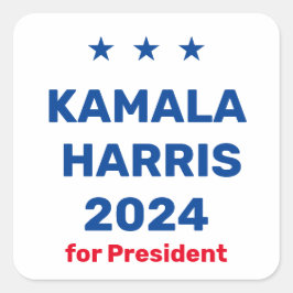 Kamala Harris für den Präsidenten 2024 Quadratischer Aufkleber