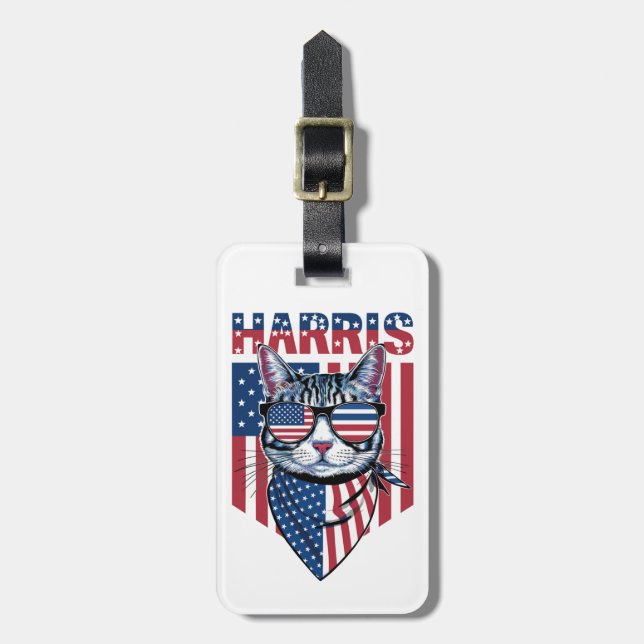 Kamala Harris für Präsident 2024 Funny Cat Gepäckanhänger (Vorderseite vertikal)