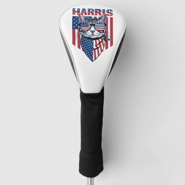 Kamala Harris für Präsident 2024 Funny Cat Golf Headcover (Vorderseite)