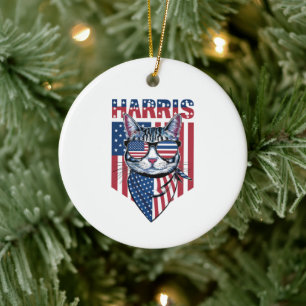 Kamala Harris für Präsident 2024 Funny Cat Keramik Ornament