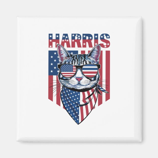 Kamala Harris für Präsident 2024 Funny Cat Magnet (Vorne)
