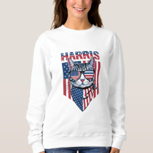 Kamala Harris für Präsident 2024 Funny Cat Sweatshirt