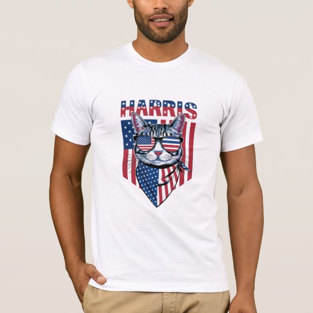 Kamala Harris für Präsident 2024 Funny Cat T-Shirt (Vorderseite)