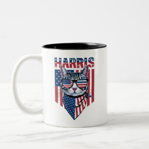 Kamala Harris für Präsident 2024 Funny Cat Zweifarbige Tasse
