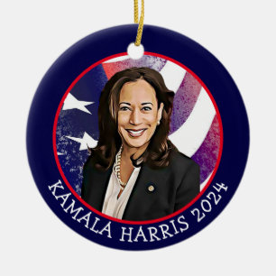 Kamala Harris für Präsident 2024 Keramik Ornament